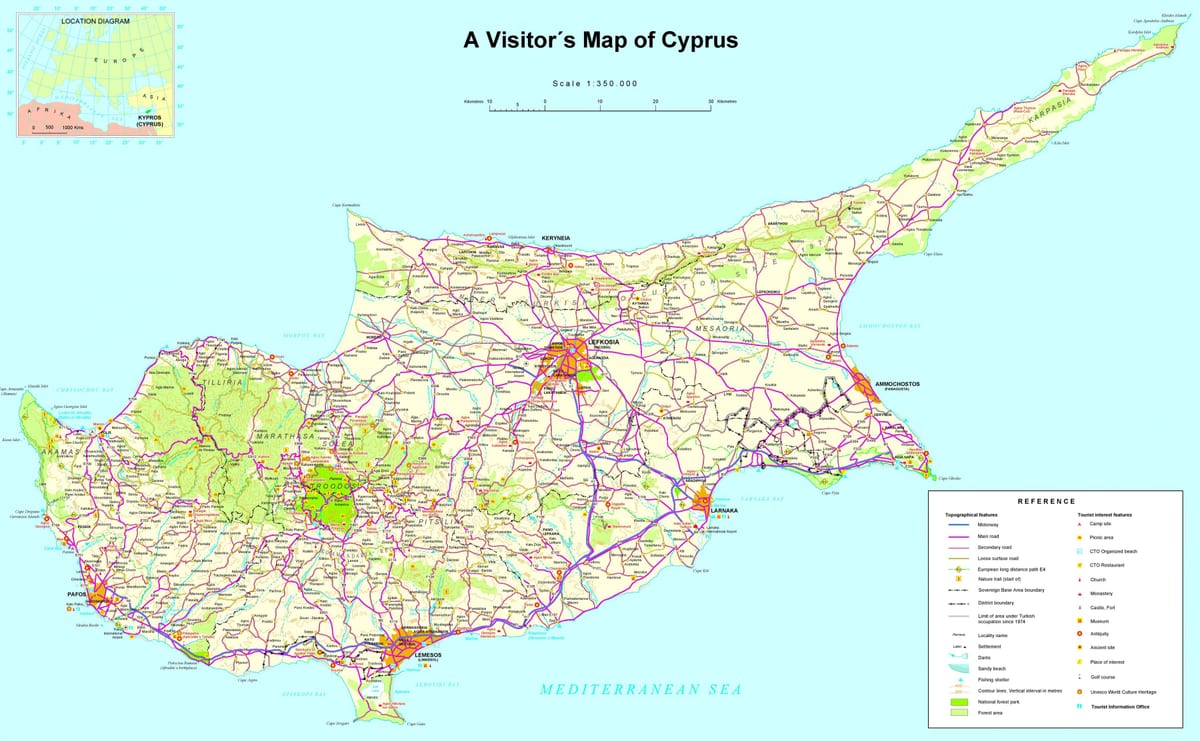 Carte détaillée de Chypre