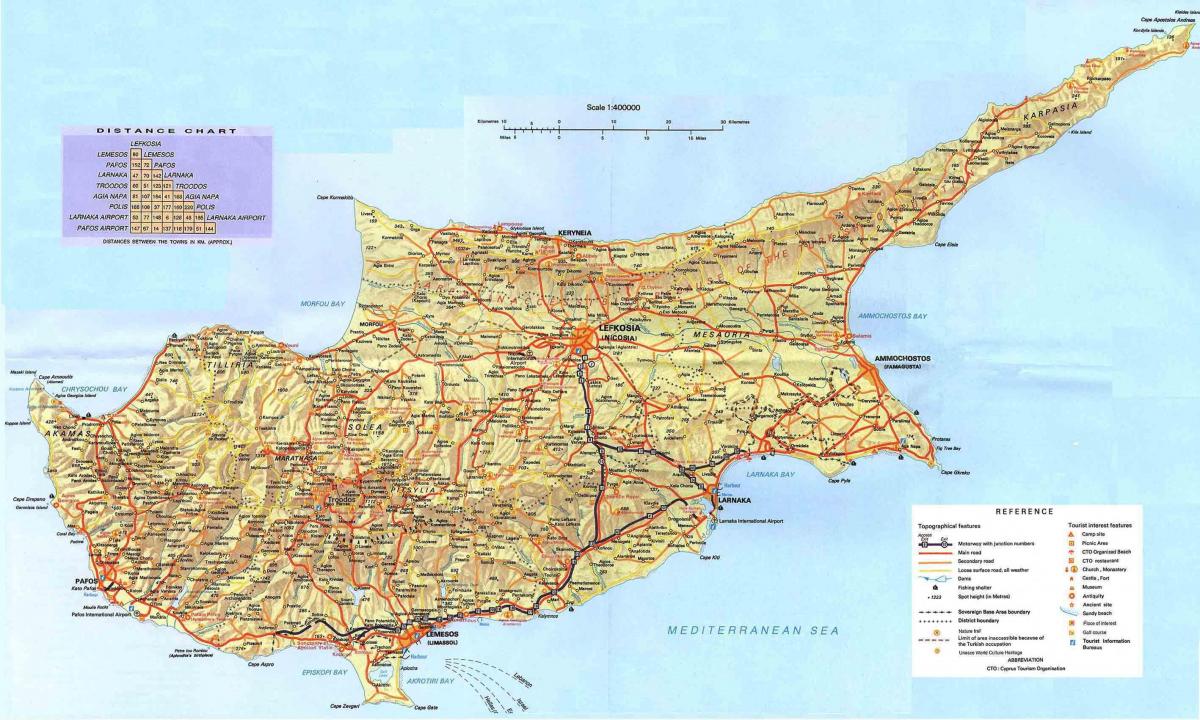 carte de Chypre stations de vacances