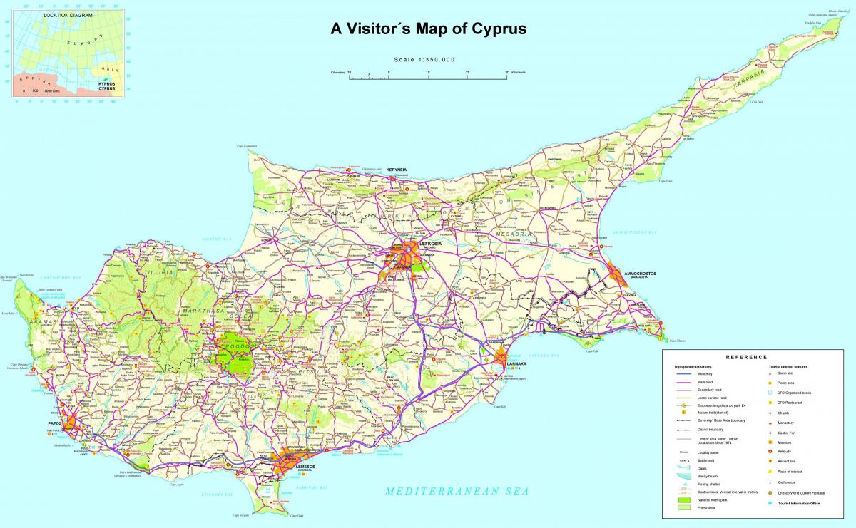 Carte de Chypre attractions touristiques