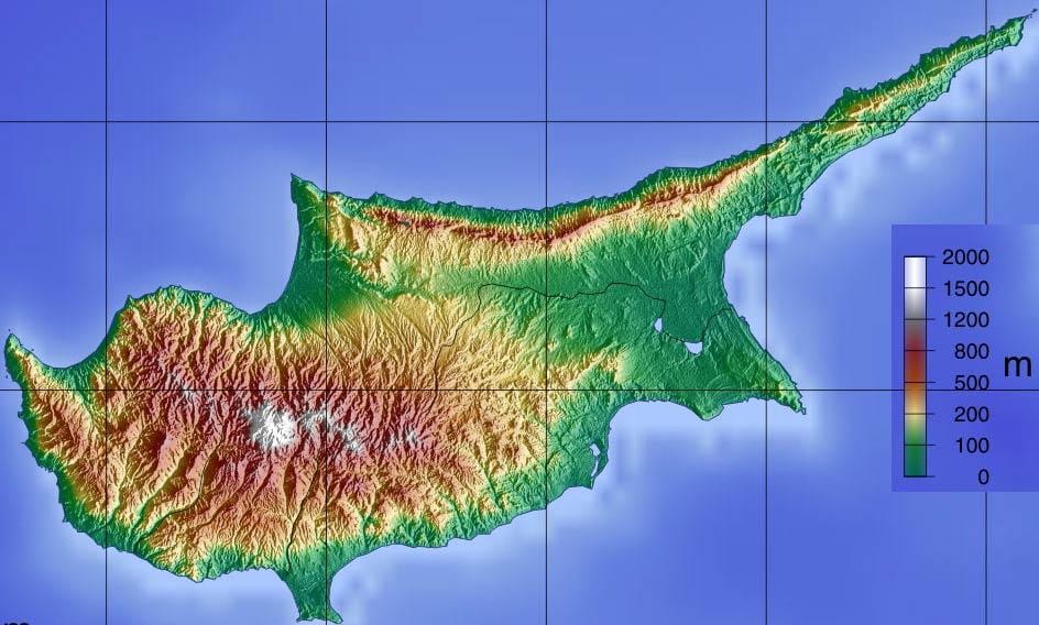 Carte de Chypre montagnes