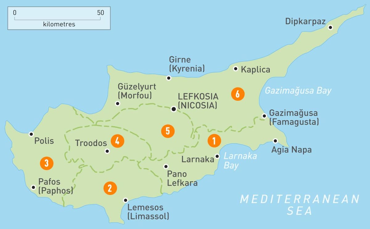 Carte de Chypre régions 