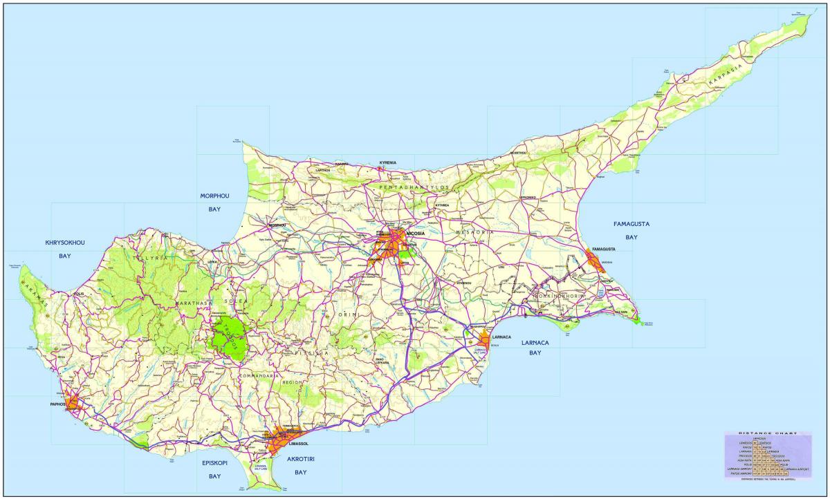 une carte de Chypre