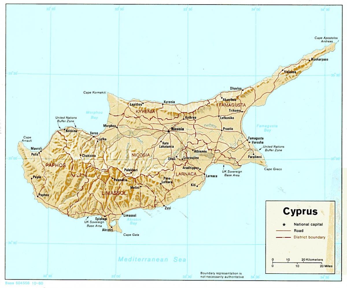 Carte de Chypre continent