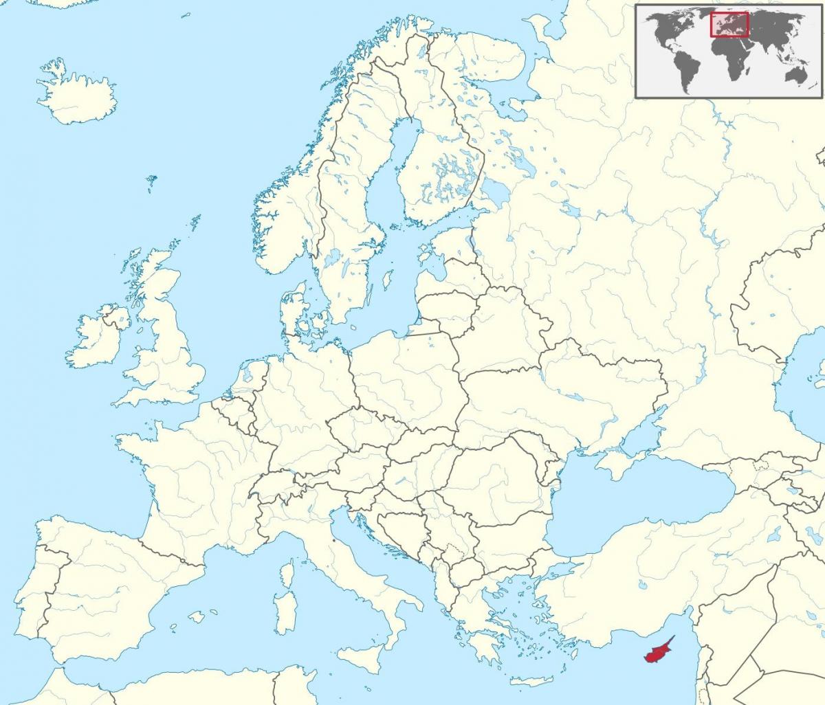 Chypre sur la carte du monde