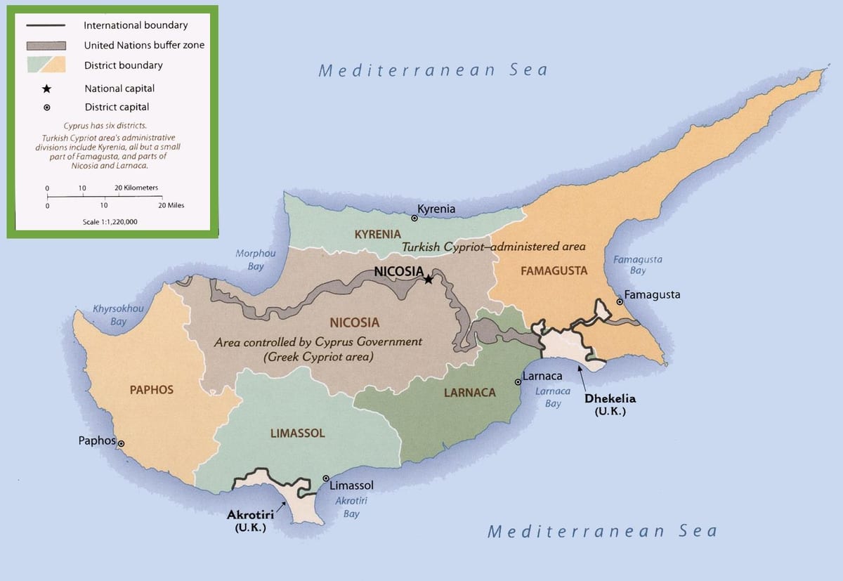 Carte de Chypre frontière