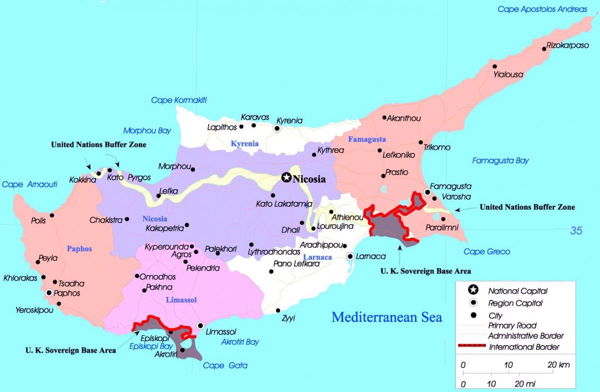 Carte des villes de Chypre