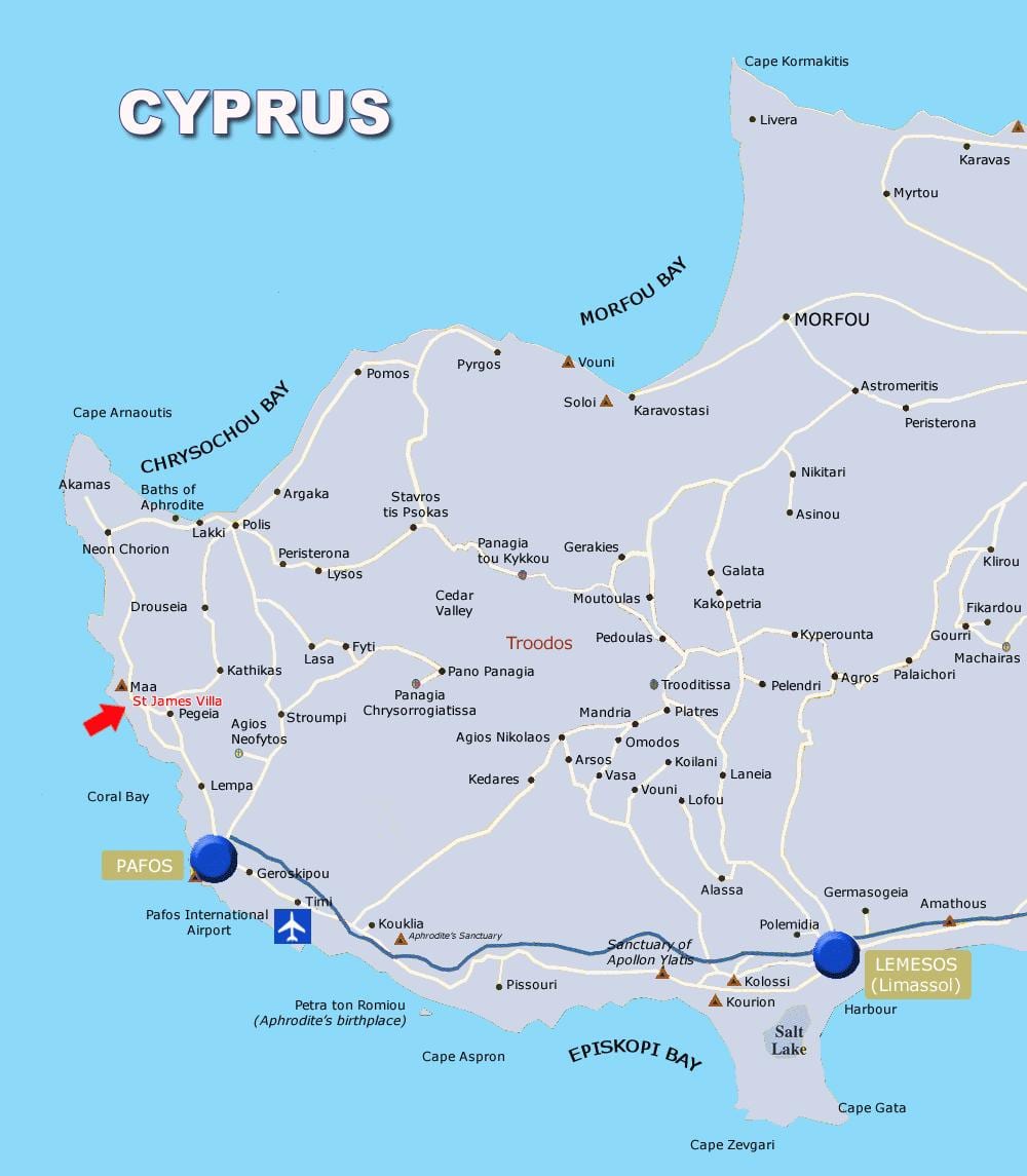 Carte de la baie de corail Chypre