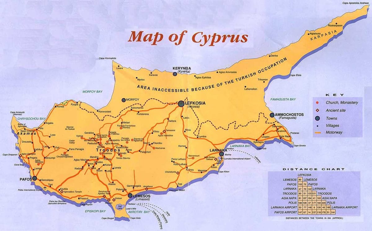 Carte de Chypre villages