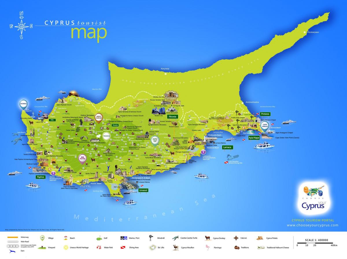 Carte de la plage de lara Chypre