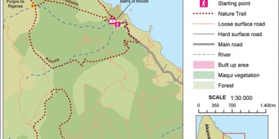 Carte d'aphrodite sentier de Chypre 