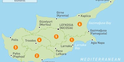 Carte de Chypre et les régions avoisinantes
