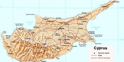 Carte détaillée de l'île de Chypre
