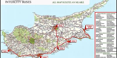 Chypre bus de la carte de l'itinéraire