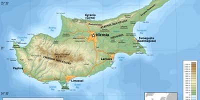 Carte de Chypre physique