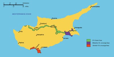 Carte du sud de Chypre