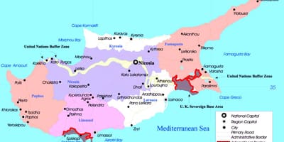 Carte des villes de Chypre