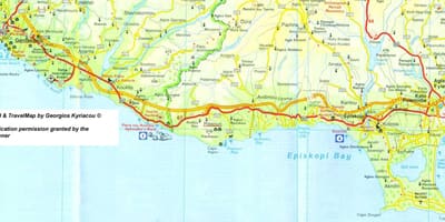 Carte de la plage de pissouri, Chypre 